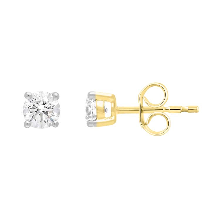 9K Yellow Gold 0.50ct Diamond Claw Stud Earrings
