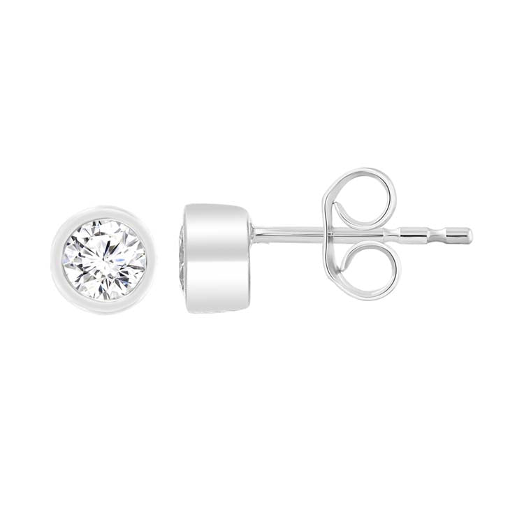 9K White Gold 0.15ct Diamond Bezel Stud Earrings