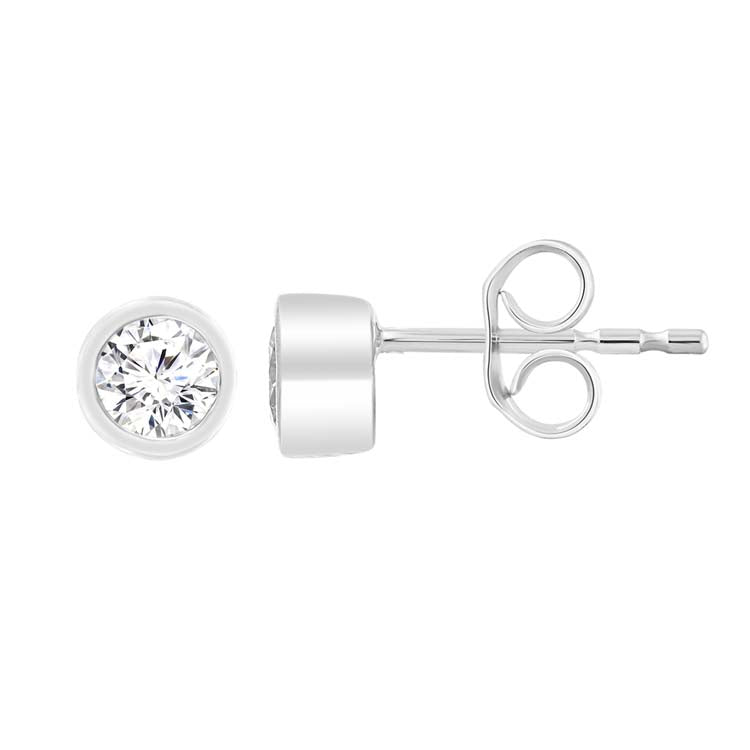 9K White Gold 0.20ct Diamond Bezel Stud Earrings