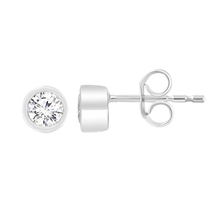 9K White Gold 0.20ct Diamond Bezel Stud Earrings