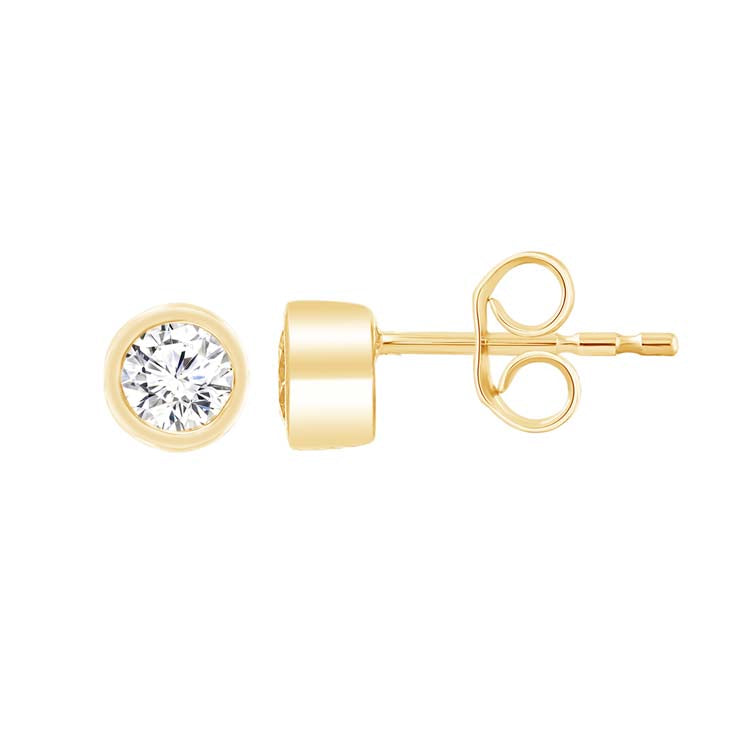 9K Yellow Gold 0.20ct Diamond Bezel Stud Earrings
