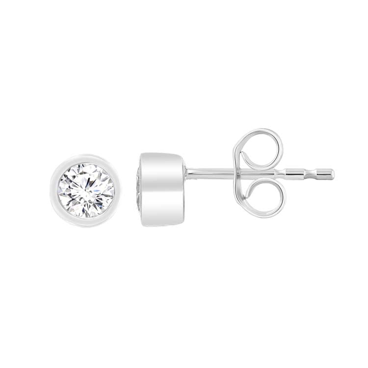 9K White Gold 0.25ct Diamond Bezel Stud Earrings