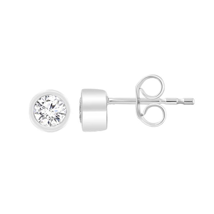 9K White Gold 0.25ct Diamond Bezel Stud Earrings