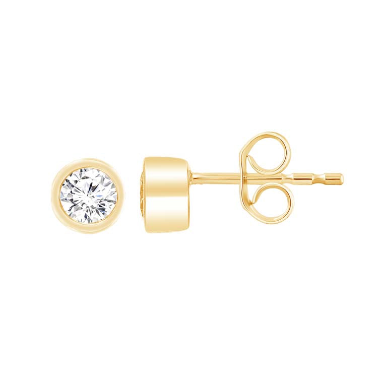 9K Yellow Gold 0.25ct Diamond Bezel Stud Earrings