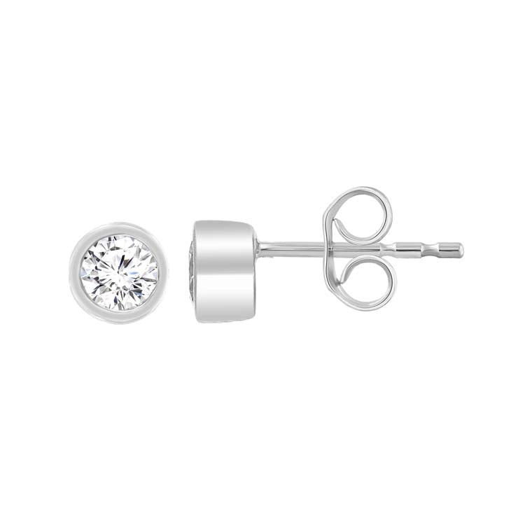 9K White Gold 0.30ct Diamond Bezel Stud Earrings