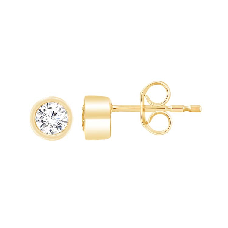 9K Yellow Gold 0.30ct Diamond Bezel Stud Earrings