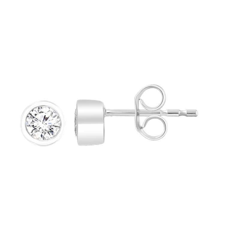 9K White Gold 0.50ct Diamond Bezel Stud Earrings