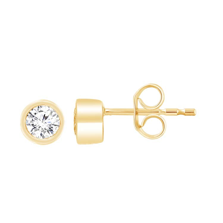 9K Yellow Gold 0.50ct Diamond Bezel Stud Earrings