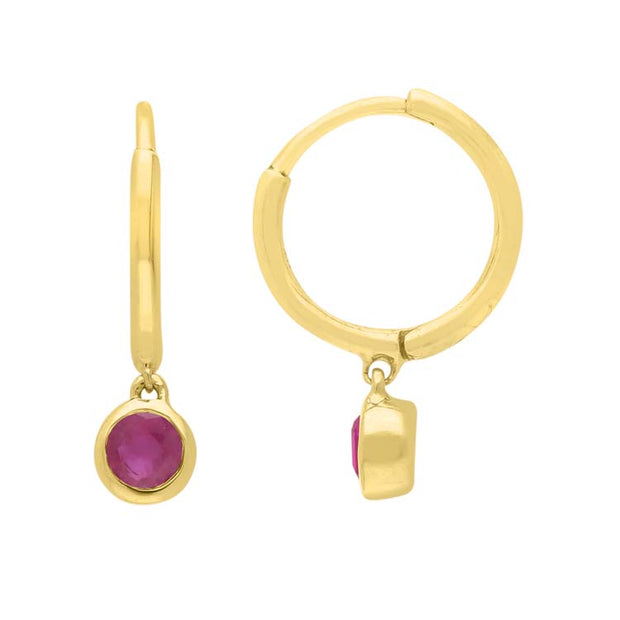 Ruby Huggie Earrings 9K Yellow Gold | The Jewellery Boutique