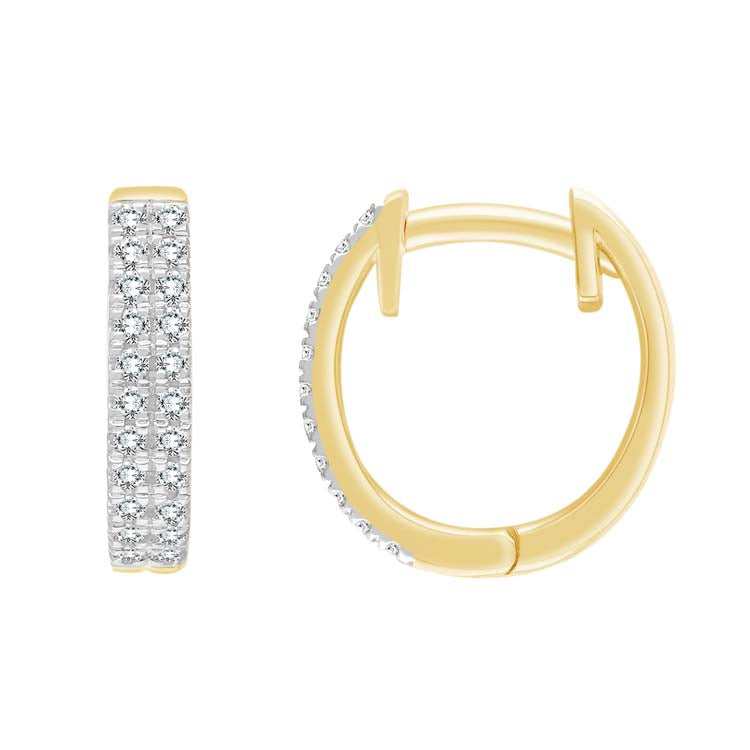 0.25ct Diamond Double Row Huggie in 9K Yellow Gold