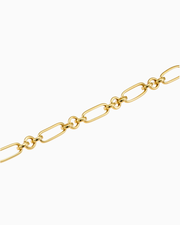 Lustre 14k Gold Vermeil Alternate Link T-Bar Bracelet 19cm