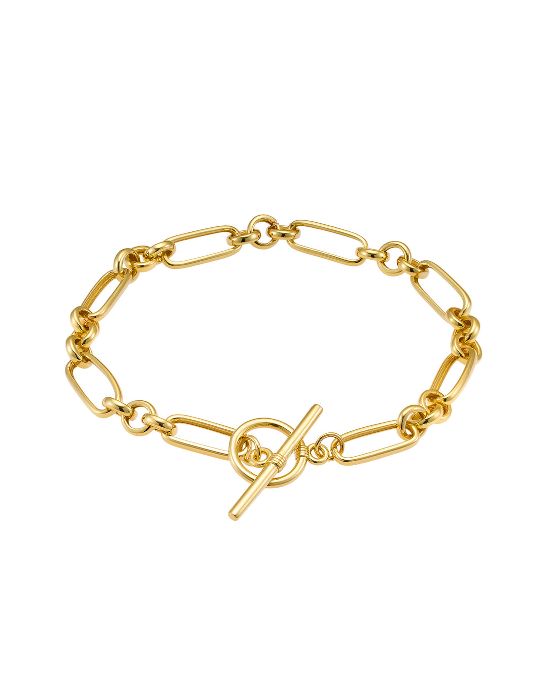 Lustre 14k Gold Vermeil Alternate Link T-Bar Bracelet 19cm