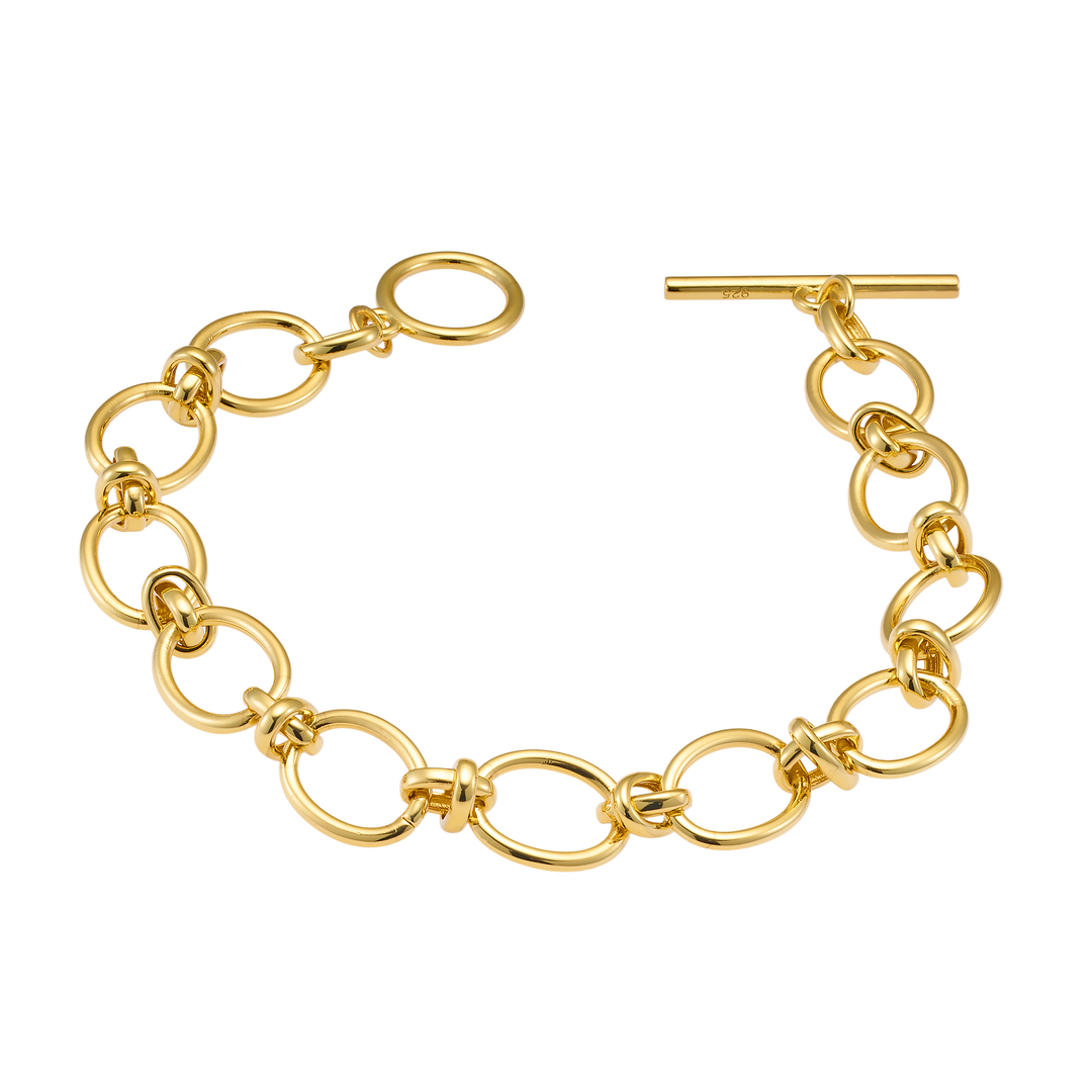 Lustre 14k Gold Vermeil Linked T-Bar Bracelet 19cm