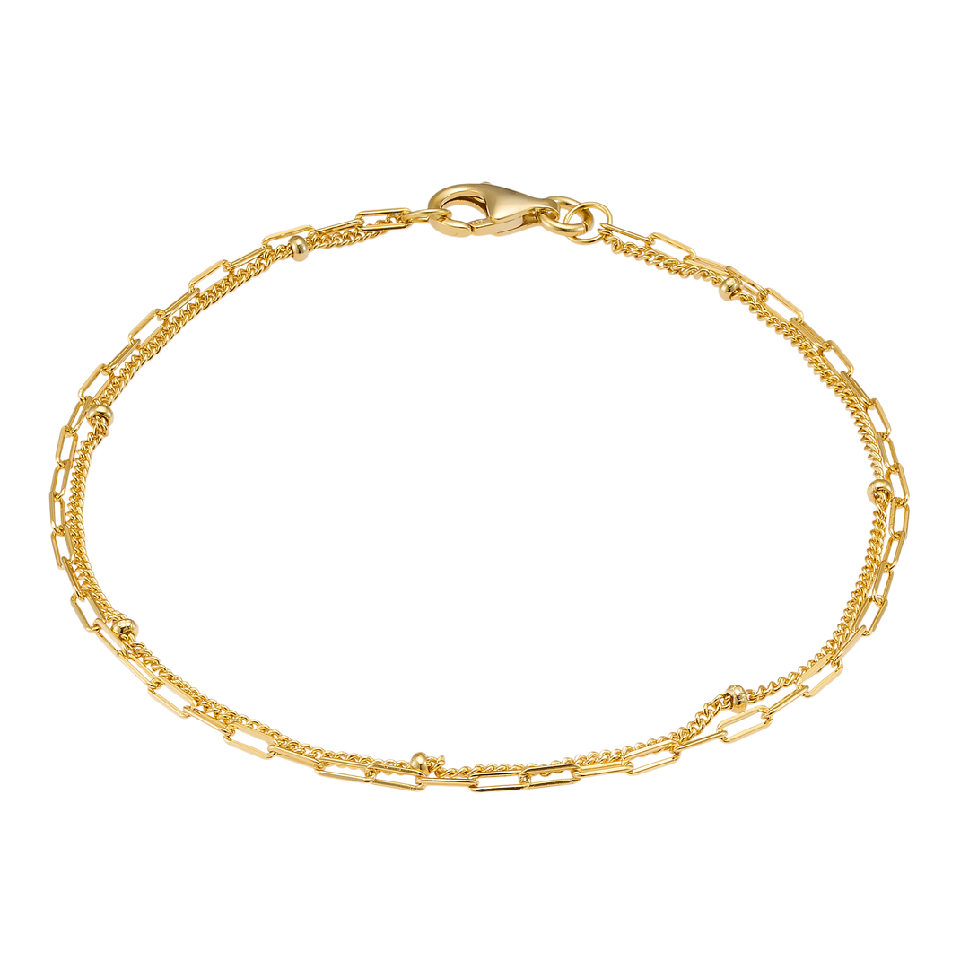 Icon 14k Gold Vermeil Double Chain Bracelet 18.5cm