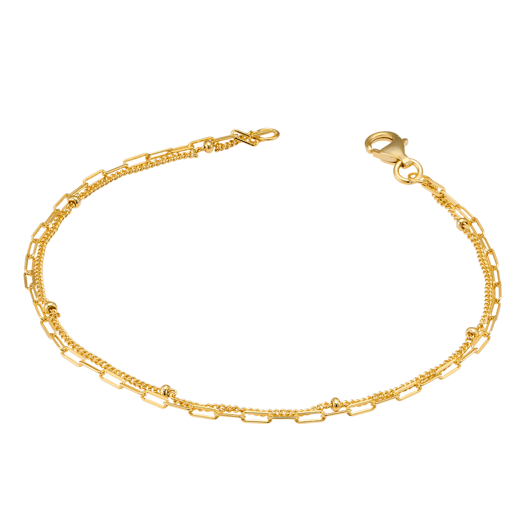 Icon 14k Gold Vermeil Double Chain Bracelet 18.5cm