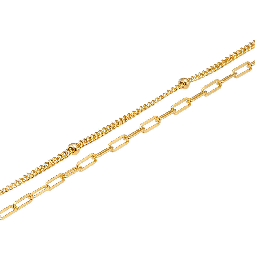 Icon 14k Gold Vermeil Double Chain Bracelet 18.5cm