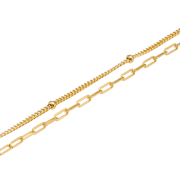 Icon 14k Gold Vermeil Double Chain Bracelet 18.5cm