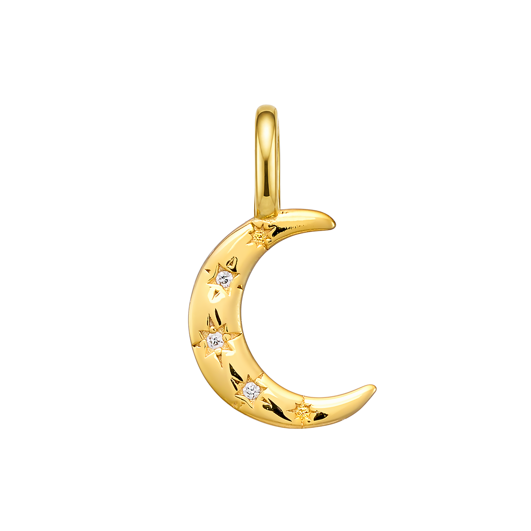 Charmed 14k Gold Vermeil Cubic Zirconia Moon Charm