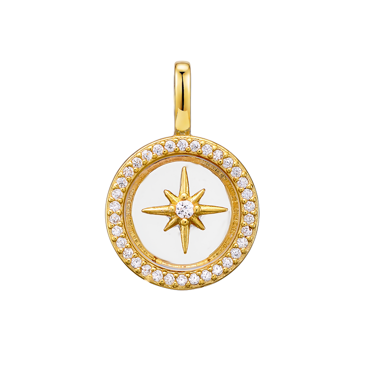 Charmed 14k Gold Vermeil White Cubic Zirconia Star Disc Charm