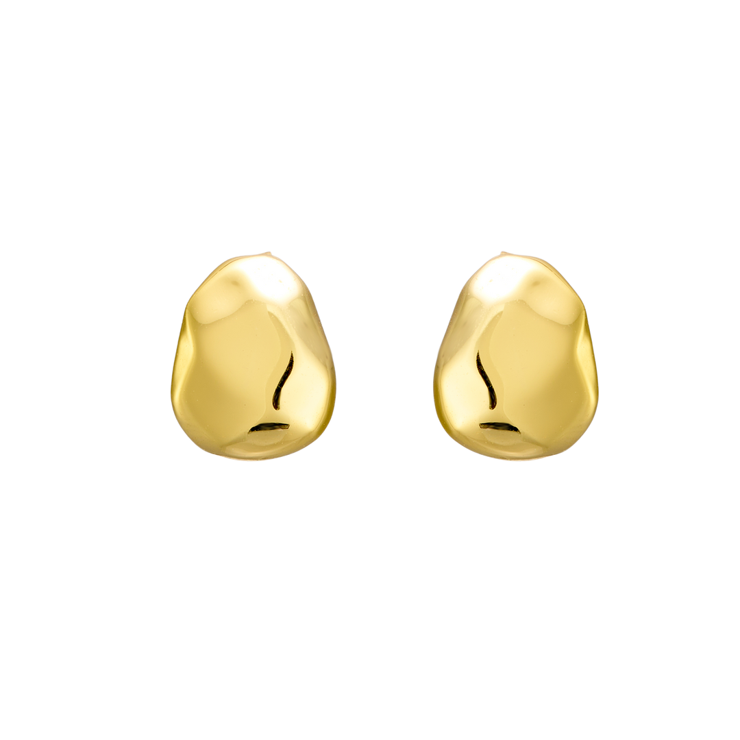 Lustre 14k Gold Vermeil Faceted Plain Bean Stud Earrings