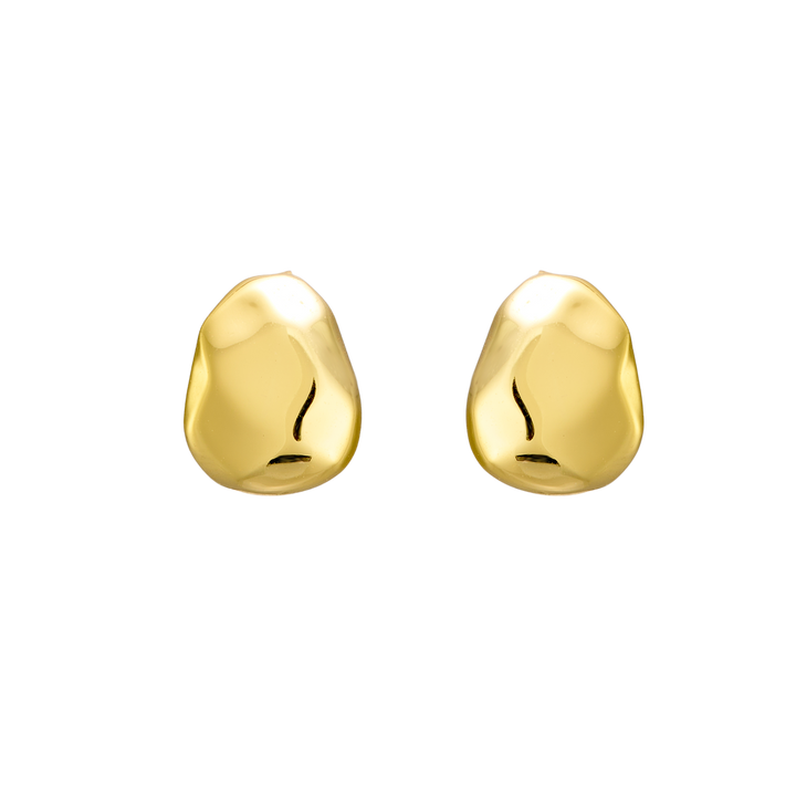 Lustre 14k Gold Vermeil Faceted Plain Bean Stud Earrings