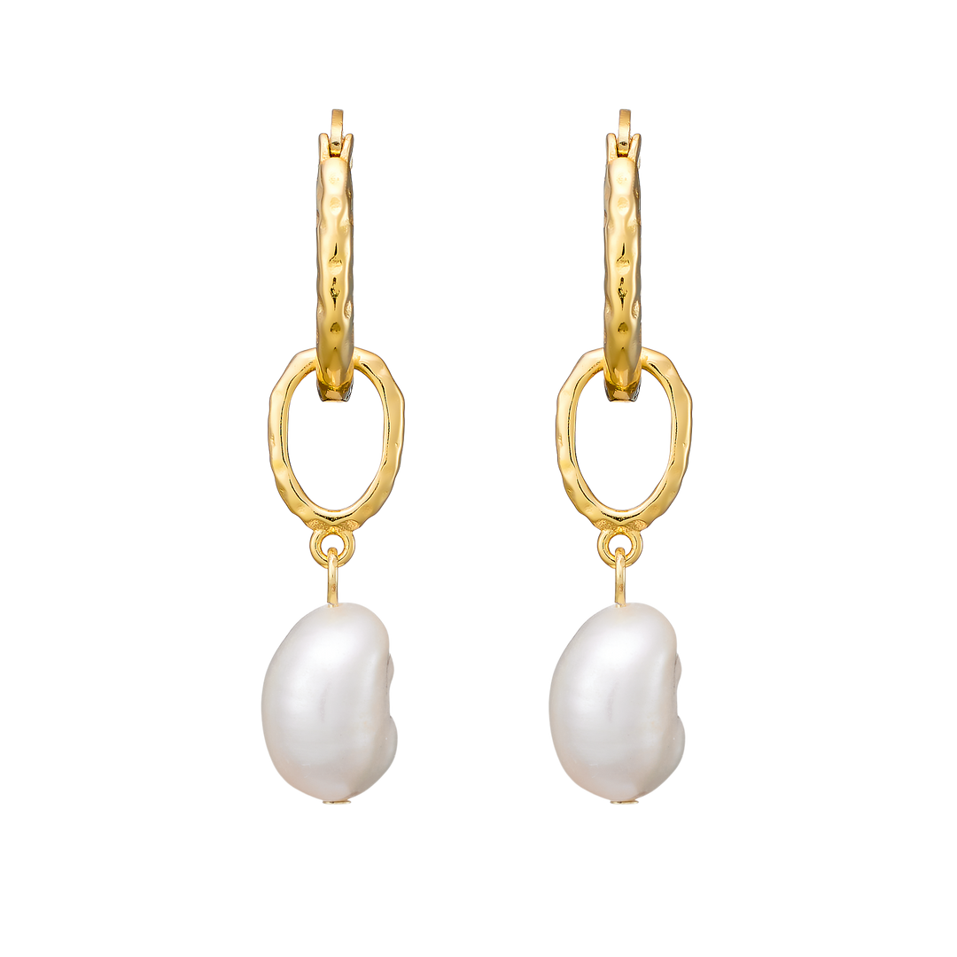 Perla 14k Gold Vermeil Pearl Drop Huggie Earrings