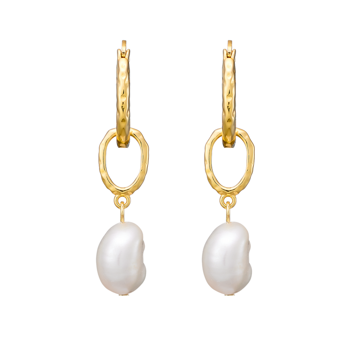 Perla 14k Gold Vermeil Pearl Drop Huggie Earrings