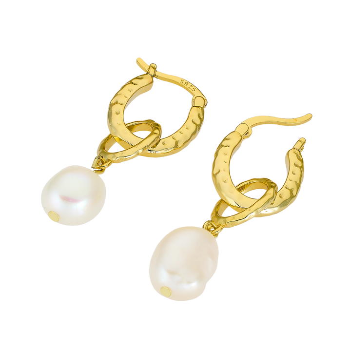 Perla 14k Gold Vermeil Pearl Drop Huggie Earrings