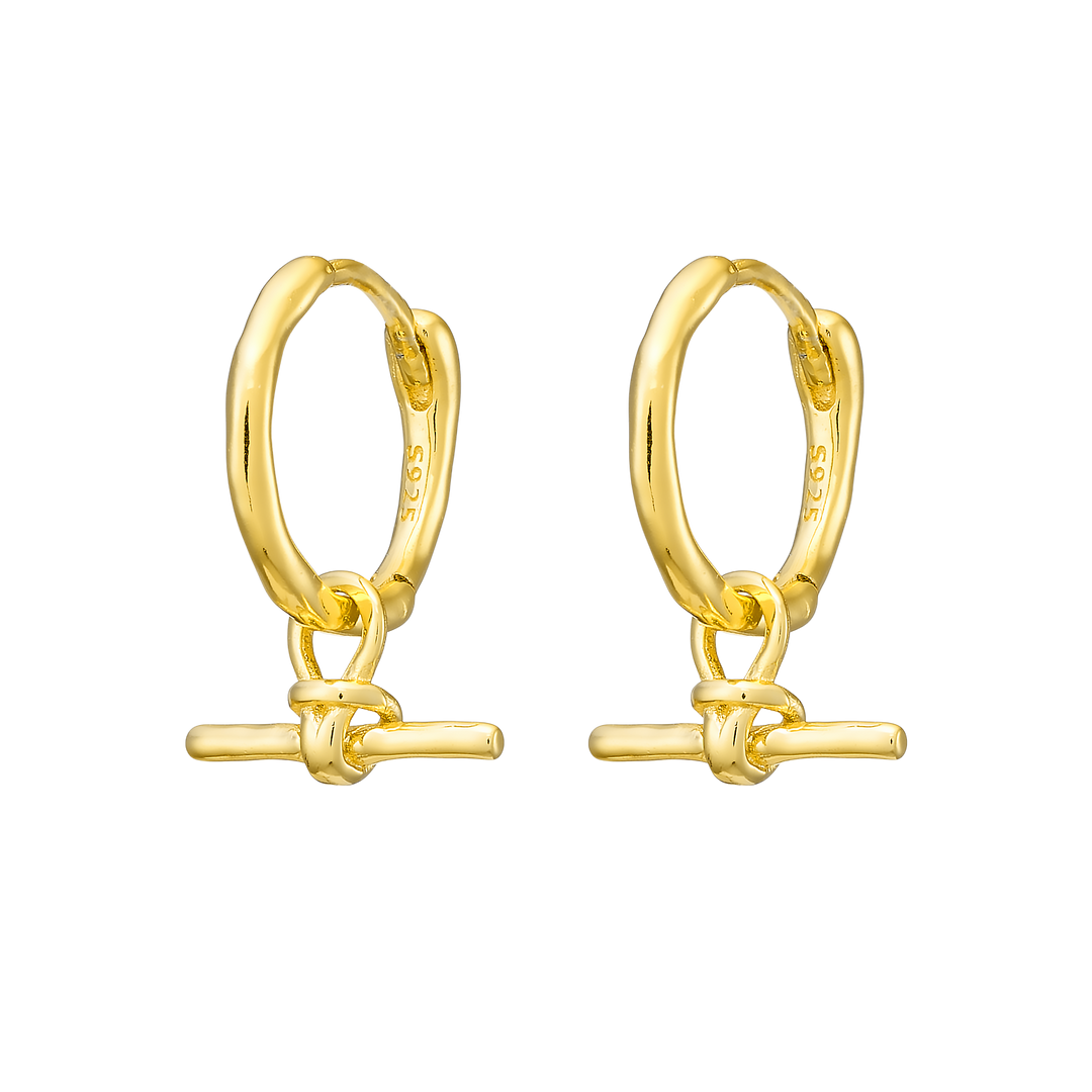 Lustre 14k Gold Vermeil Plain T-Bar Huggies
