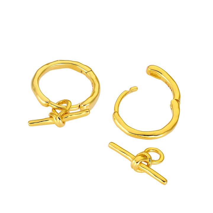 Lustre 14k Gold Vermeil Plain T-Bar Huggies