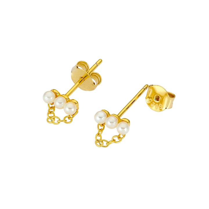 Perla 14k Gold Vermeil Pearl Chain Stud Earrings