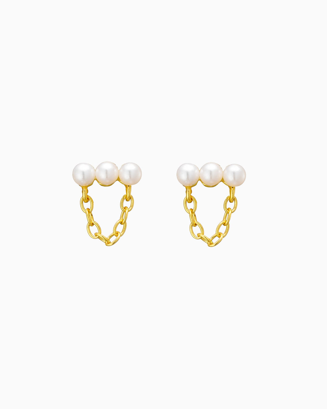 Perla 14k Gold Vermeil Pearl Chain Stud Earrings
