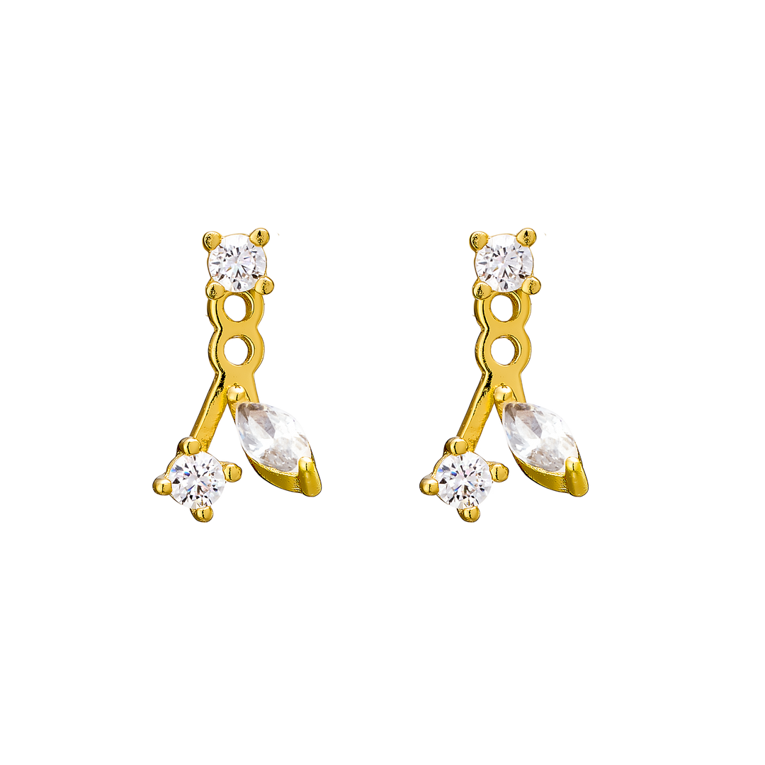 Elevate 14k Gold Vermeil Round Marquise Cubic Zirconia Ear Jacket