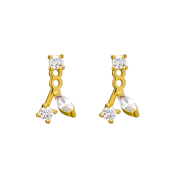 Elevate 14k Gold Vermeil Round Marquise Cubic Zirconia Ear Jacket