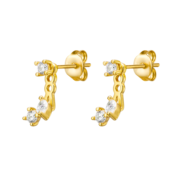 Elevate 14k Gold Vermeil Round Marquise Cubic Zirconia Ear Jacket