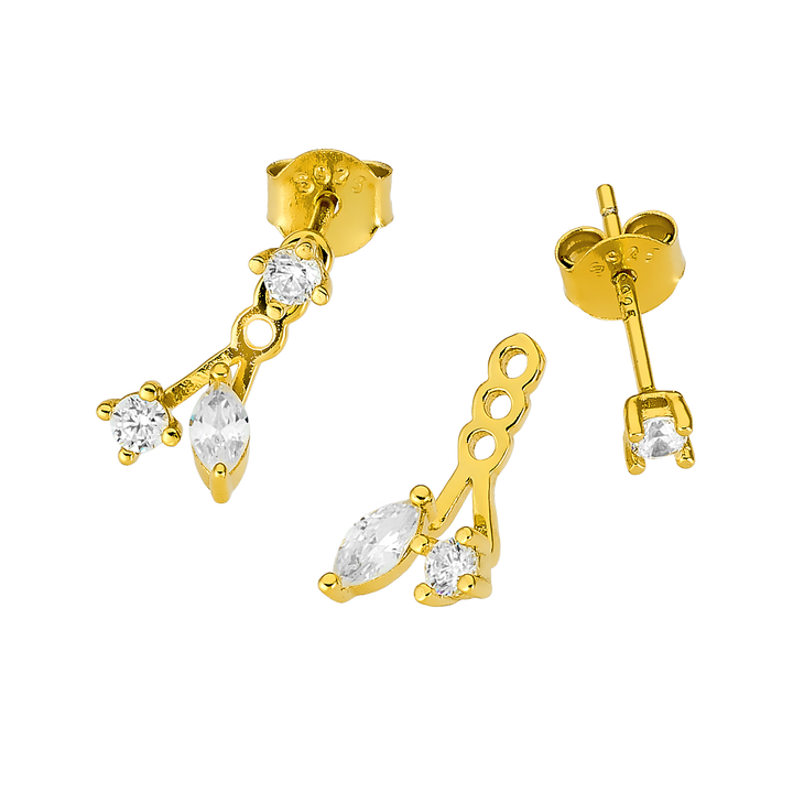 Elevate 14k Gold Vermeil Round Marquise Cubic Zirconia Ear Jacket