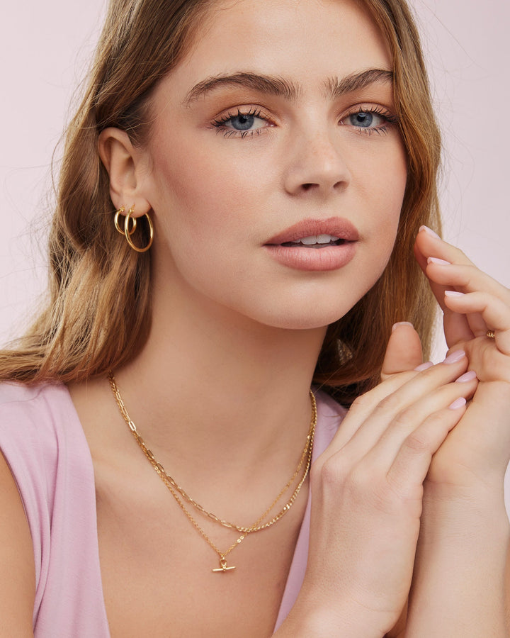 Icon 14K Gold Vermeil Plain 15mm Hoop Earrings