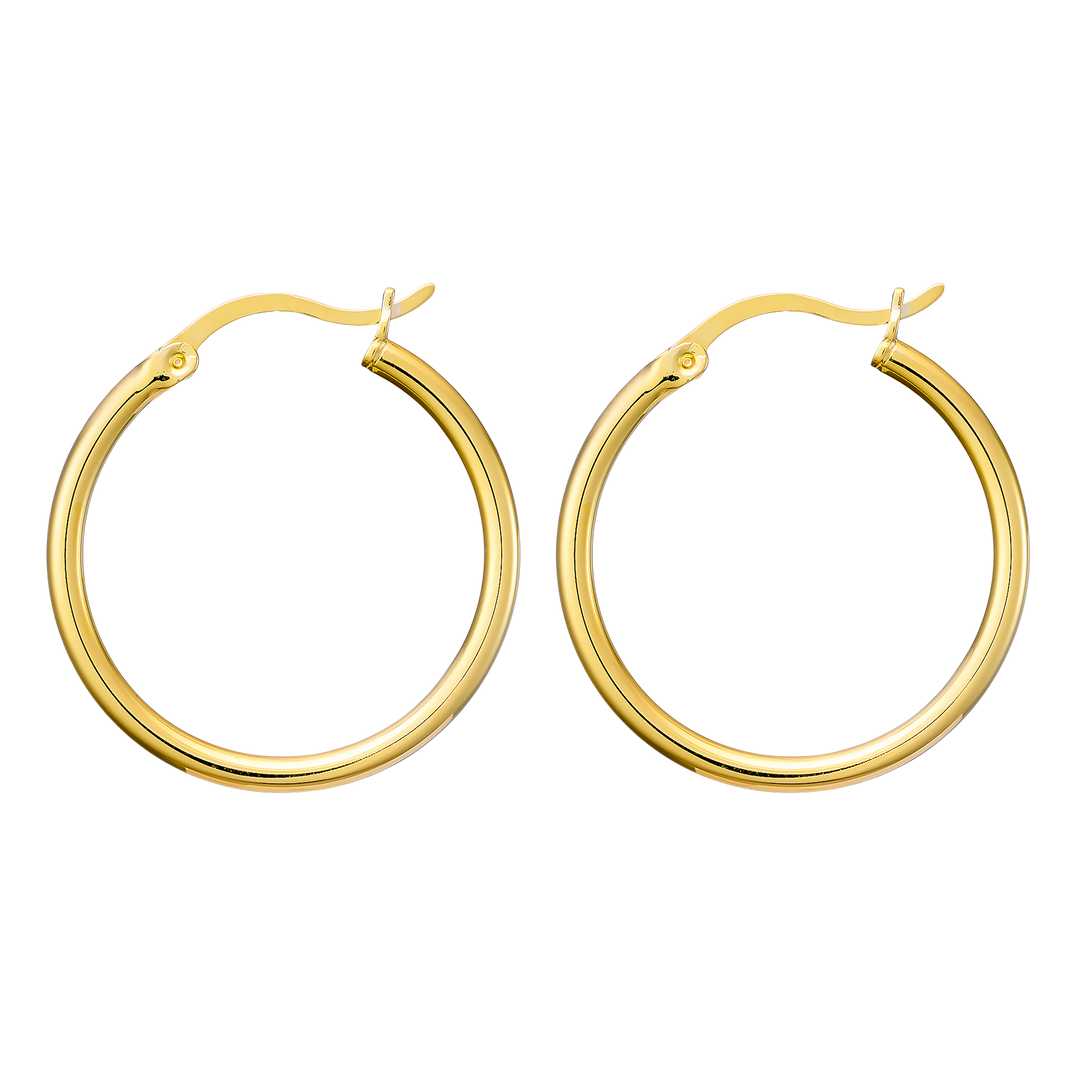 Icon 14K Gold Vermeil Plain 25mm Hoop Earrings
