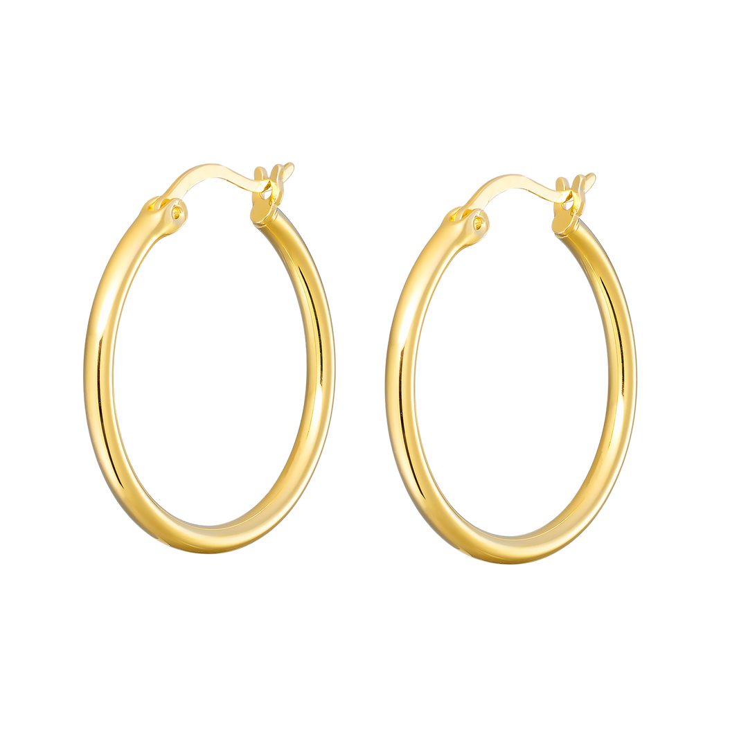 Icon 14K Gold Vermeil Plain 25mm Hoop Earrings