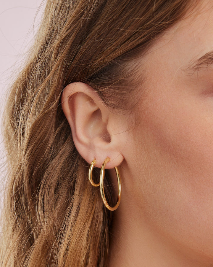 Icon 14K Gold Vermeil Plain 30mm Hoop Earrings