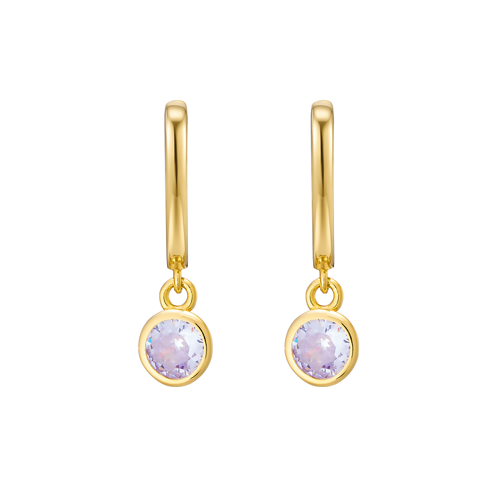 Lustre 14k Gold Vermeil Lavender Cubic Zirconia Round Drop Huggies