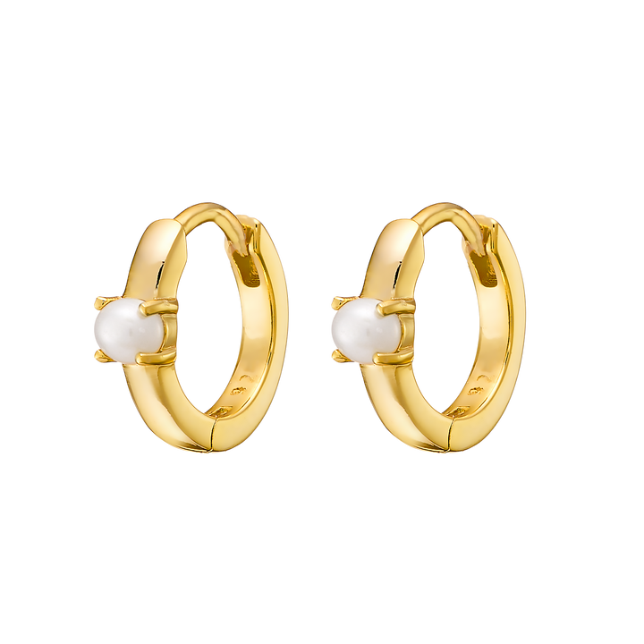 Perla 14k Gold Vermeil Pearl Huggies
