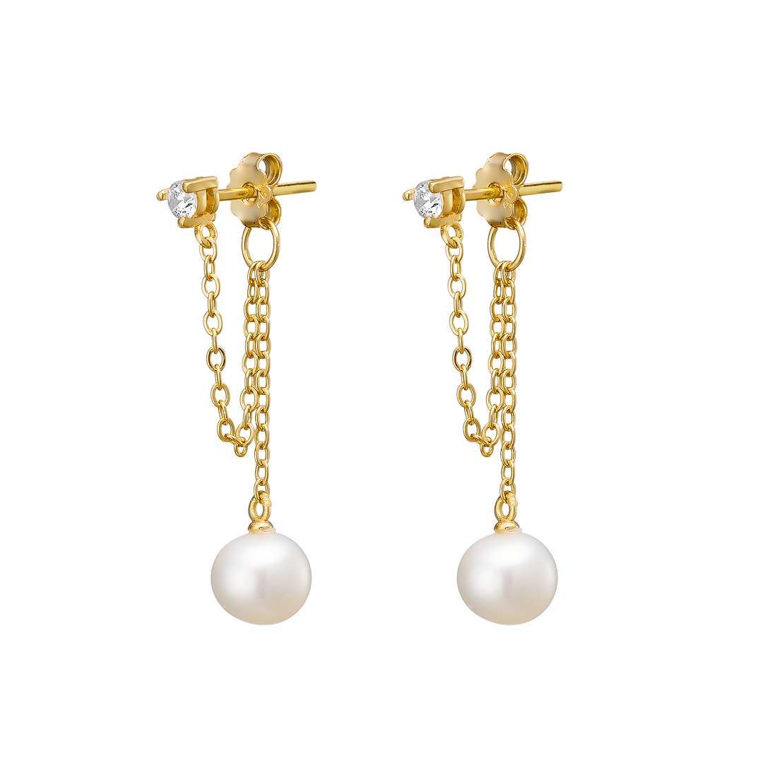 Perla 14k Gold Vermeil Cubic Zirconia & Pearl Stud Earrings