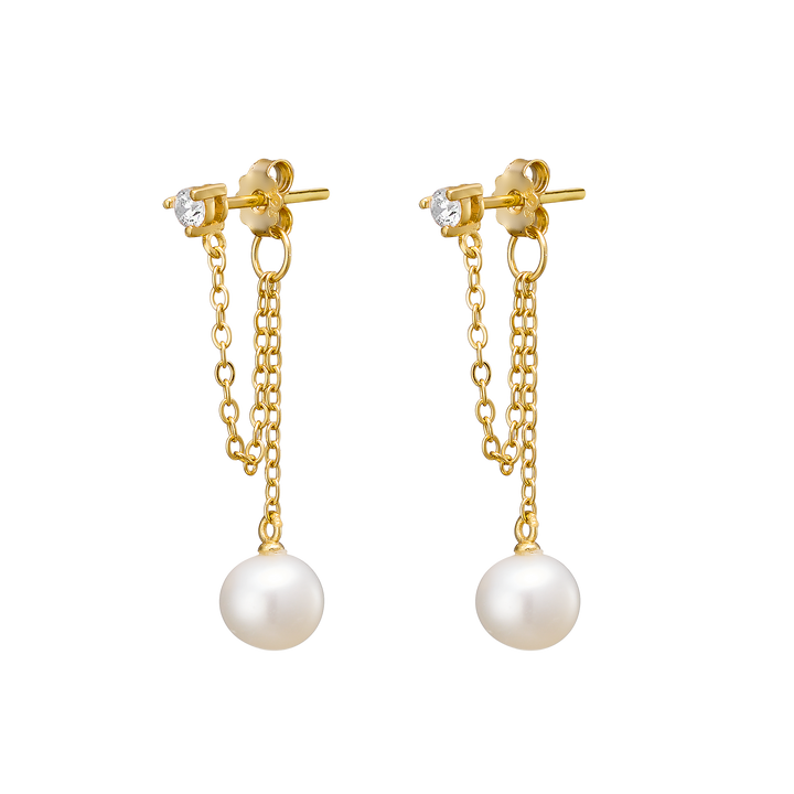 Perla 14k Gold Vermeil Cubic Zirconia & Pearl Stud Earrings