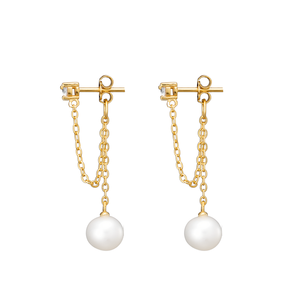 Perla 14k Gold Vermeil Cubic Zirconia & Pearl Stud Earrings
