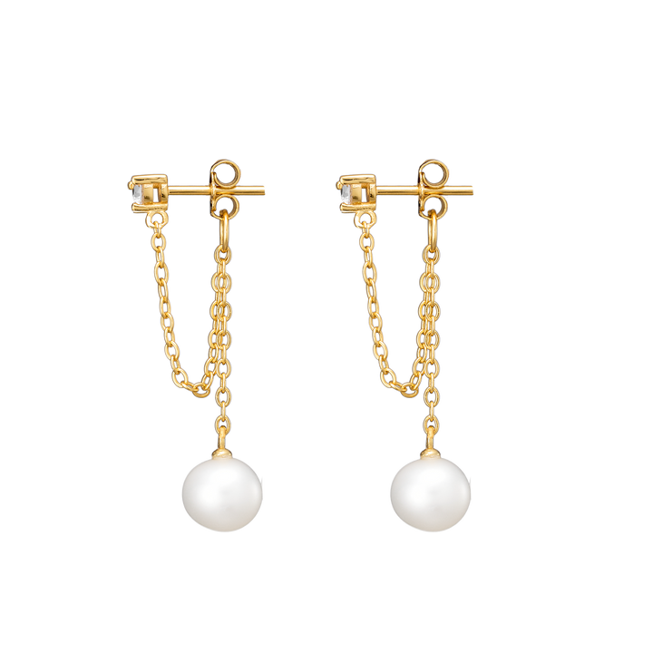Perla 14k Gold Vermeil Cubic Zirconia & Pearl Stud Earrings