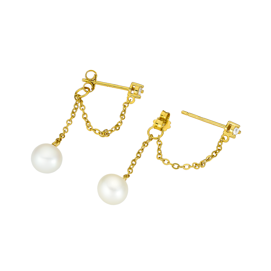 Perla 14k Gold Vermeil Cubic Zirconia & Pearl Stud Earrings