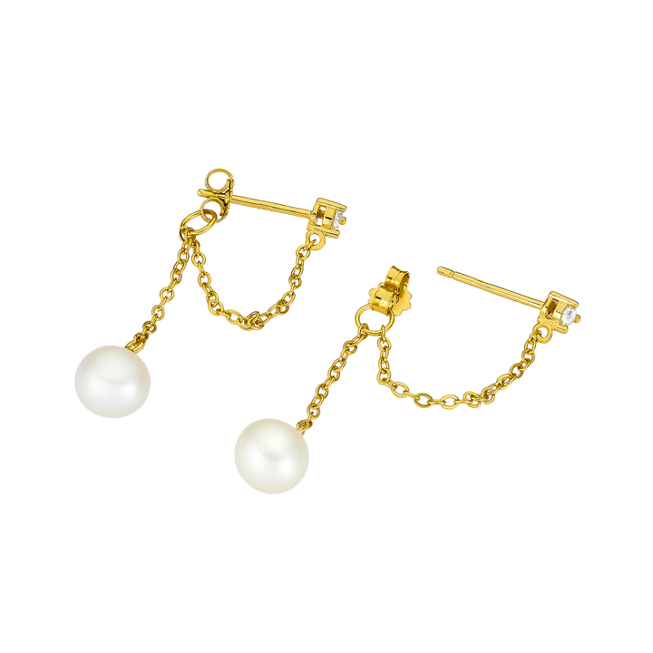 Perla 14k Gold Vermeil Cubic Zirconia & Pearl Stud Earrings
