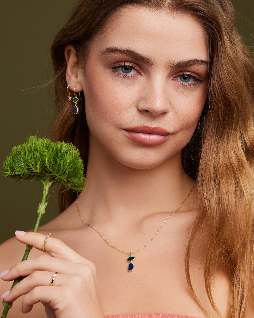 Prism 14k Gold Vermeil Malachite/Lapis Hook Earrings