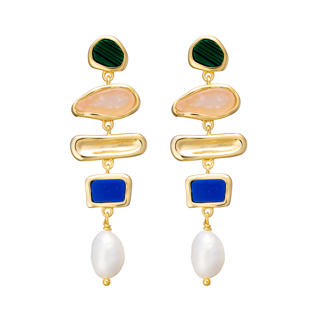 Prism 14k Gold Vermeil Multistone Pearl Drop Earring